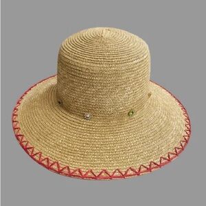 Festival Bucket Straw Hat with Rhinestone Embellishments